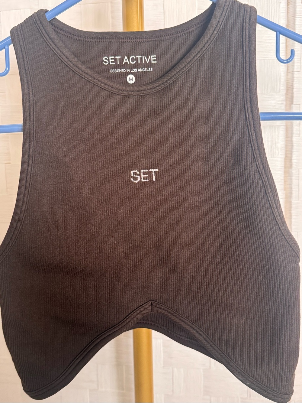 SET ACTIVE Women's Brown Ribbed Crop Tank/Brami